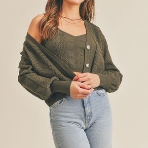 Vienna Sweater Set Green Knit